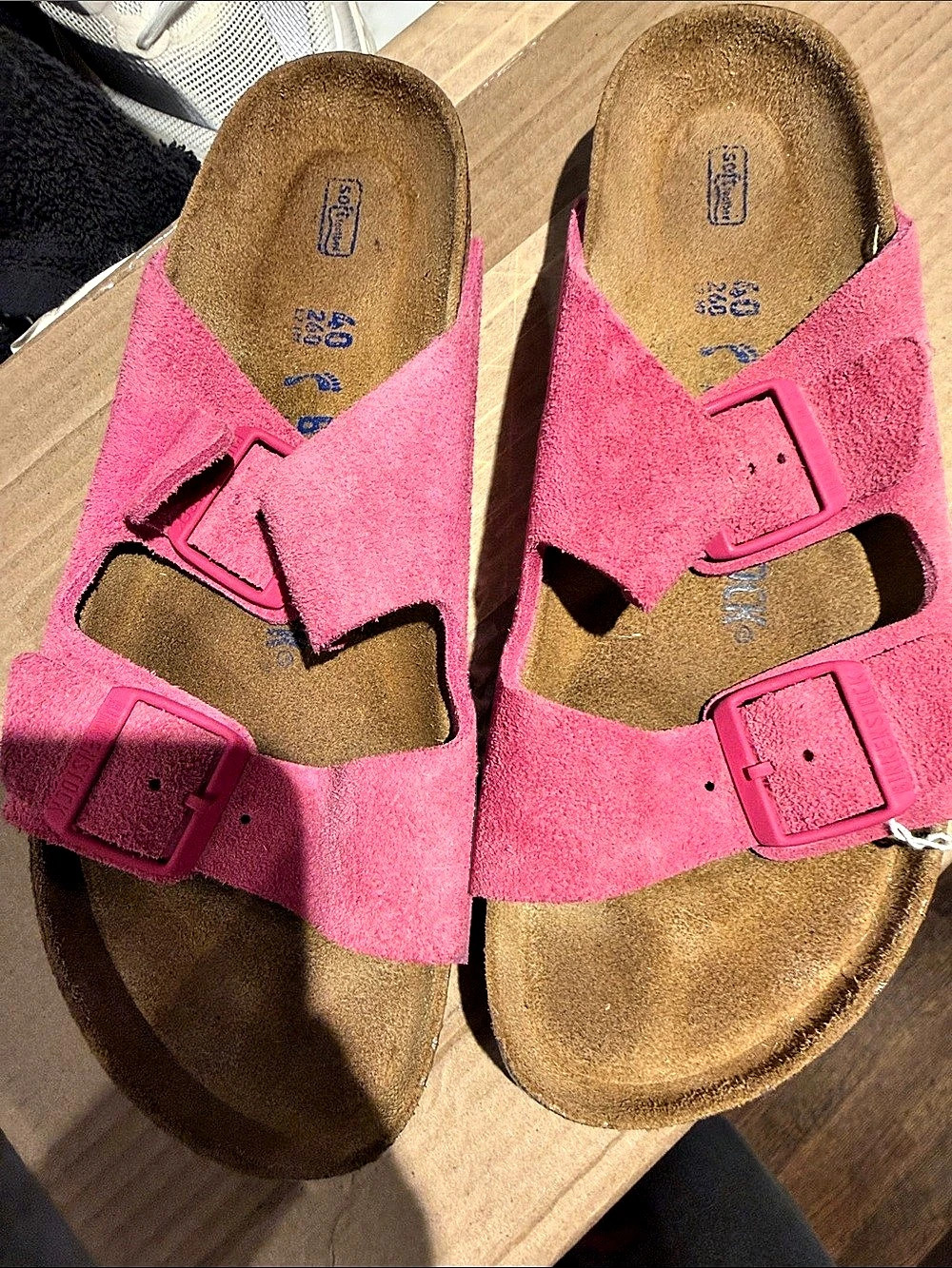 Birkenstock Arizona Soft Footbed Suede Leather Soft Footbed Sandals Pink